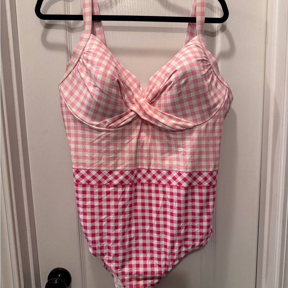 Draper James Pink Gingham One Piece Swimsuit